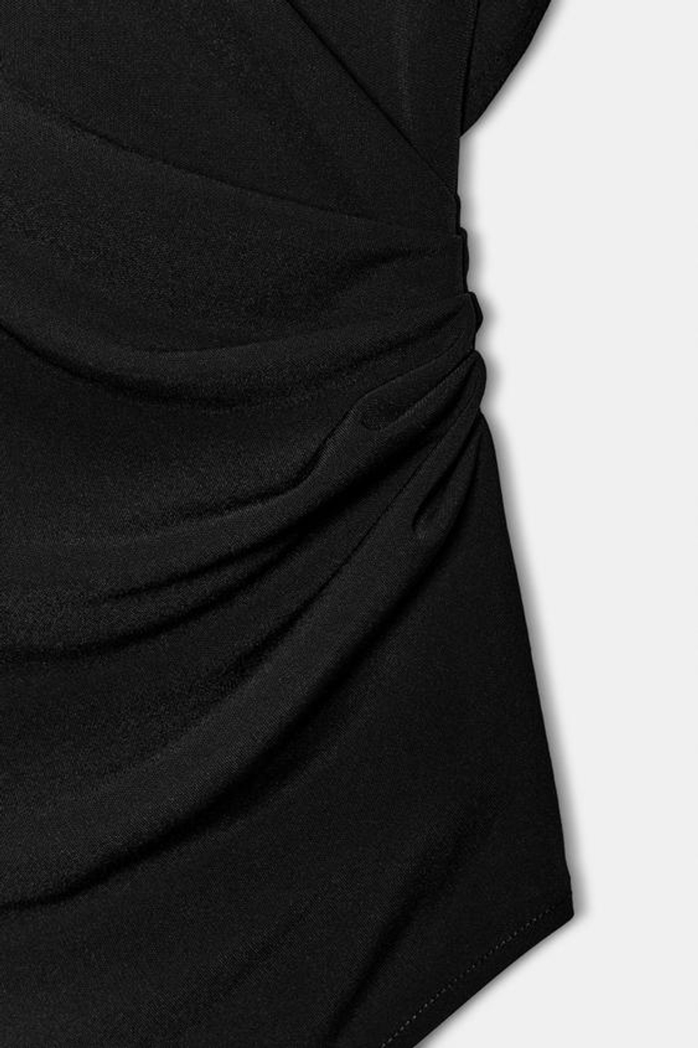 ZARA ТОП АСИММЕТРИЧНОГО КРОЯ СО СБОРКАМИ, ЧЕРНЫЙ