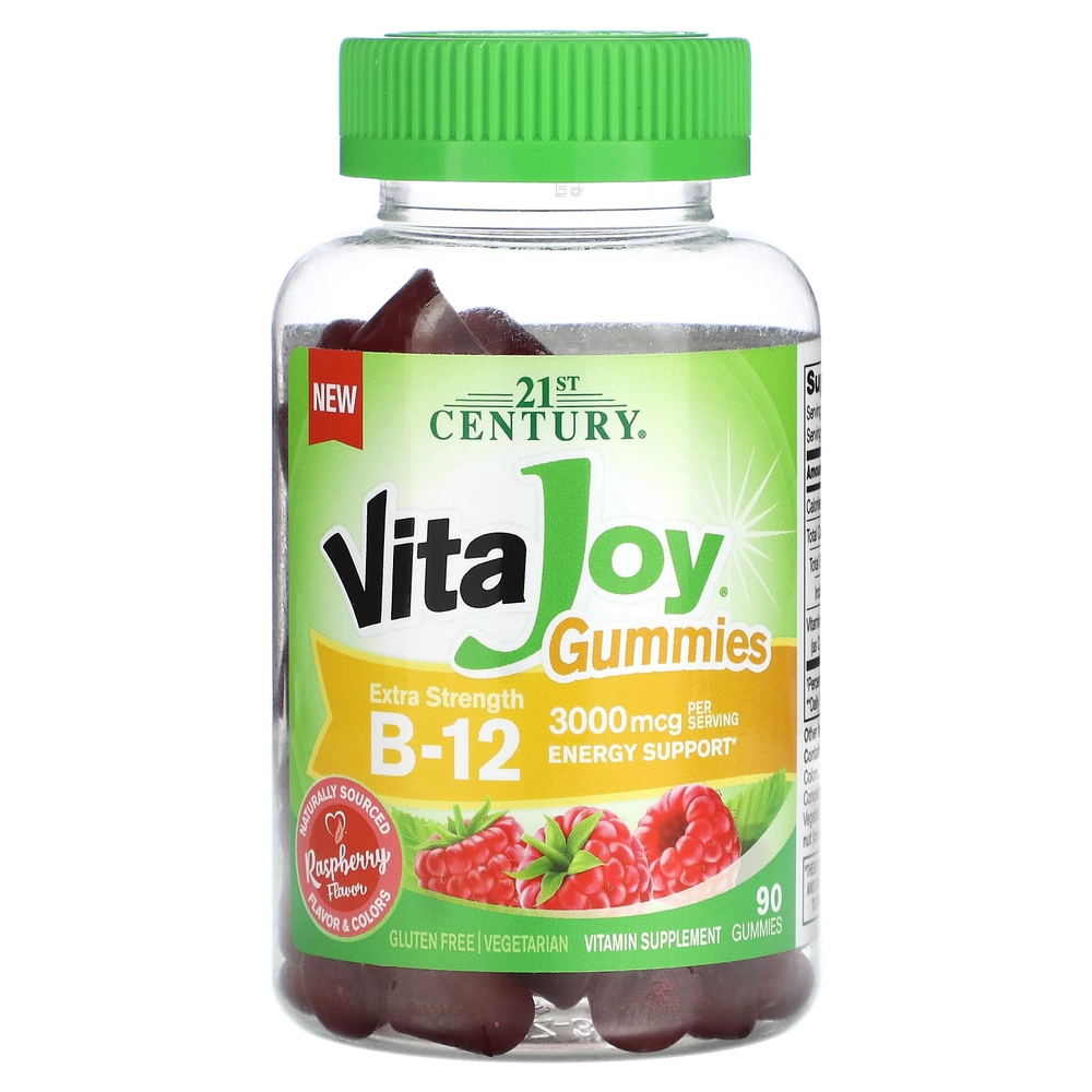 21st Century, VitaJoy® B-12, со вкусом малины, 90 жевательных конфет (1500 мкг в 1 жевательной таблетке)