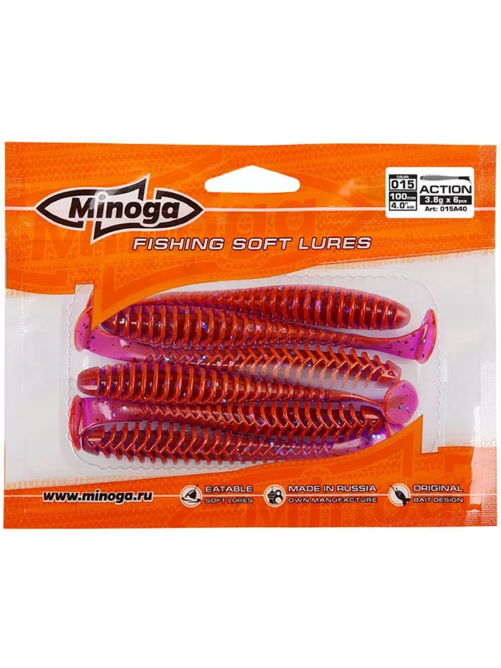 Силиконовая приманка ACTION 4,0"(6шт) 100мм, цвет 015