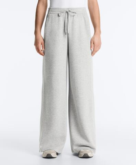 OYSHO Брюки прямого кроя из меланжевого пике, серый меланж