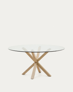 Круглый стеклянный стол Argo на стальных ножках с черной отделкой, Ø 150