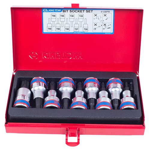 KING TONY (4109PR) Набор торцевых насадок 1/2", TORX, Т20-Т60, 9 предметов