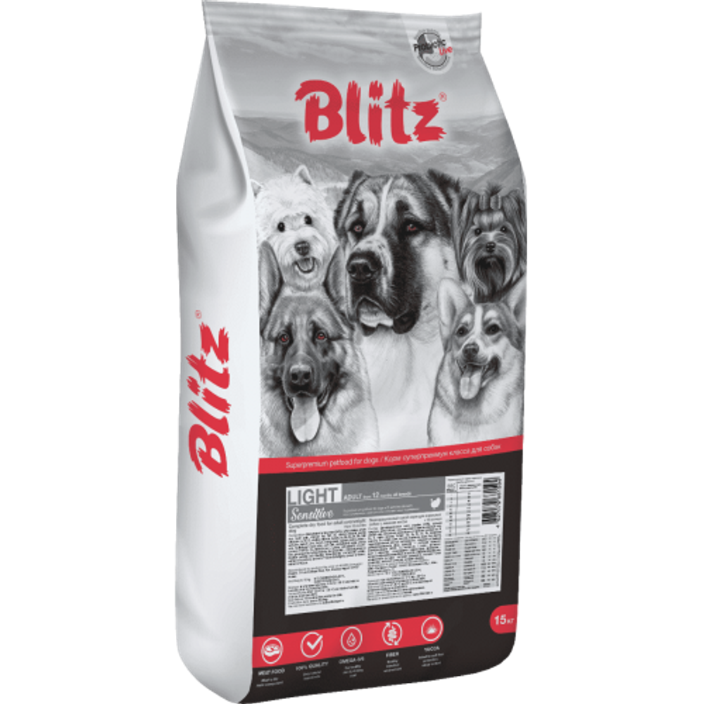 Blitz Sensitive Light Adult Dog All Breeds 15 кг.
