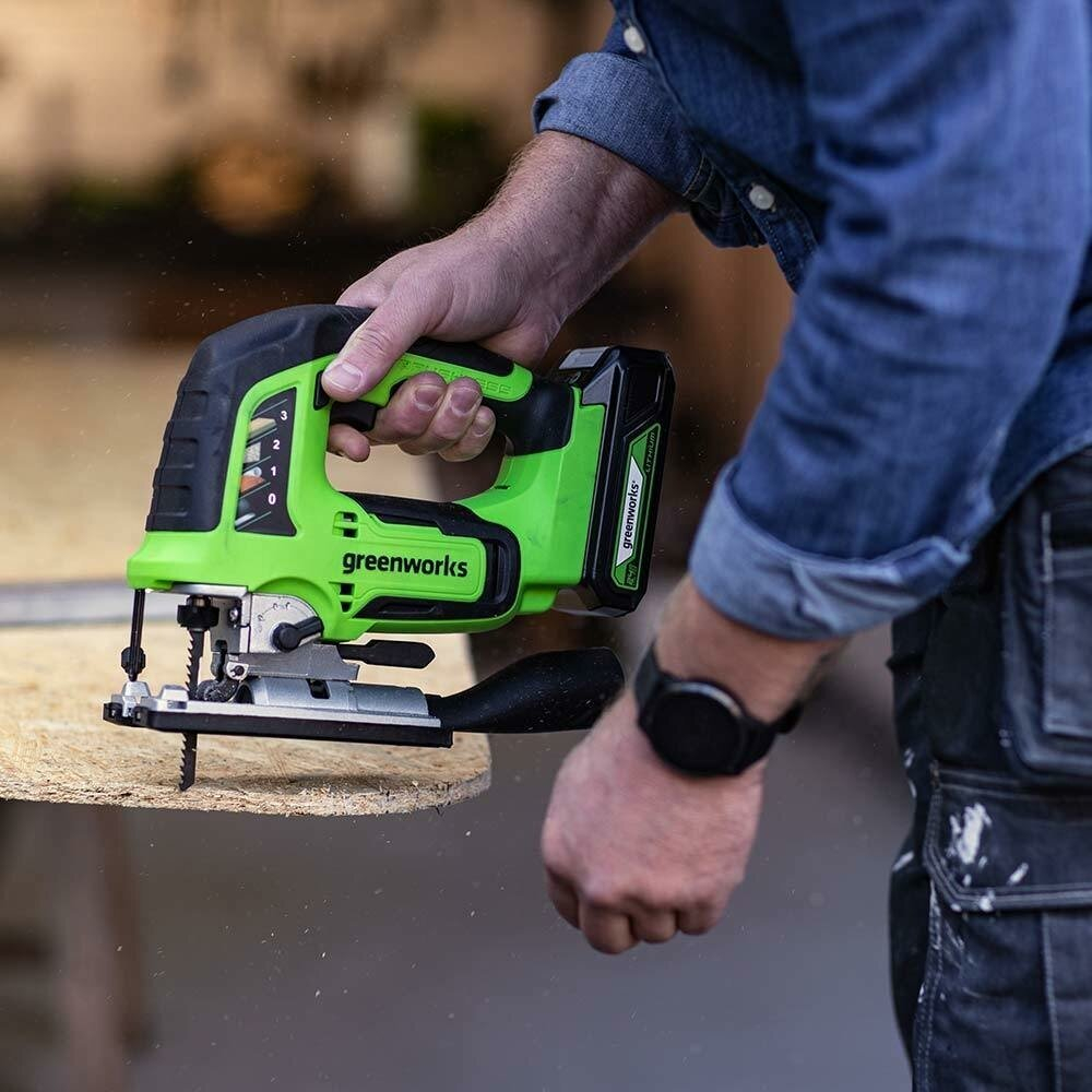 Лобзик аккумуляторный GREENWORKS GD24JS 24В,100мм-дер.,8мм-сталь,б/щ,без АКБ и ЗУ (3601407)