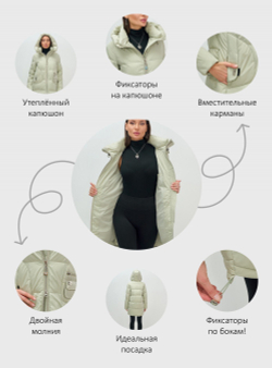 Куртка зимняя женская с капюшоном модная салатового цвета 3193Sl