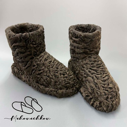 УГГИ из натурального меха Каракуля | Коричневый