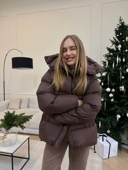 Пуховик Рокет миди шоколад