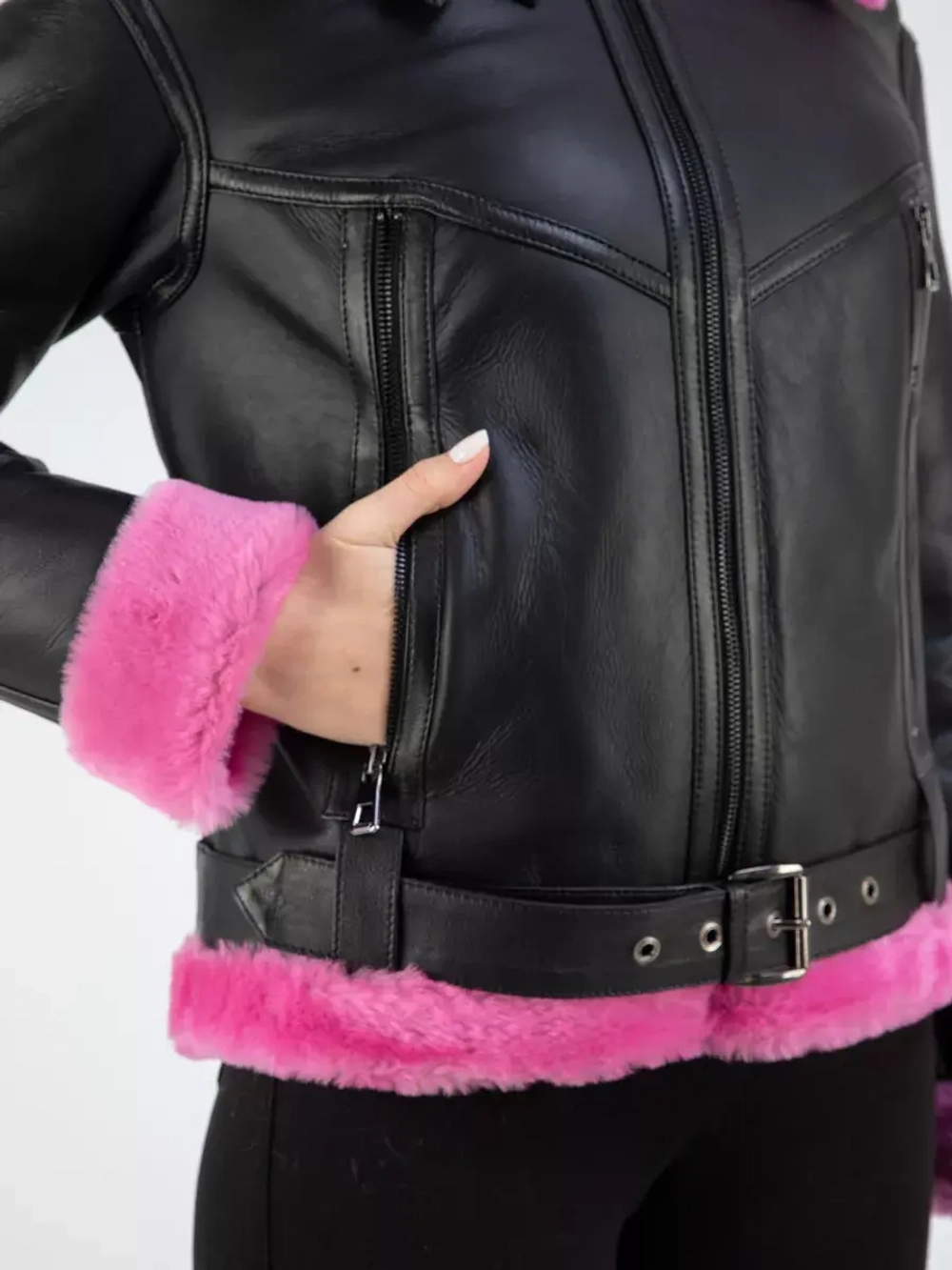 Дубленка зимняя натуральная короткая пилот авиатор