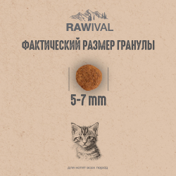 Сухой корм RAWIVAL для котят с курицей и рыбой - 1,7 кг
