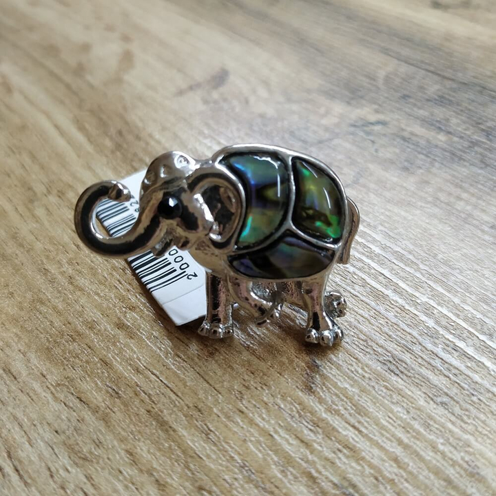 Кольцо Слон, перламутр глюц, 37x26 мм 316222