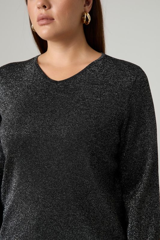Джемпер вязаный с люрексом, черный