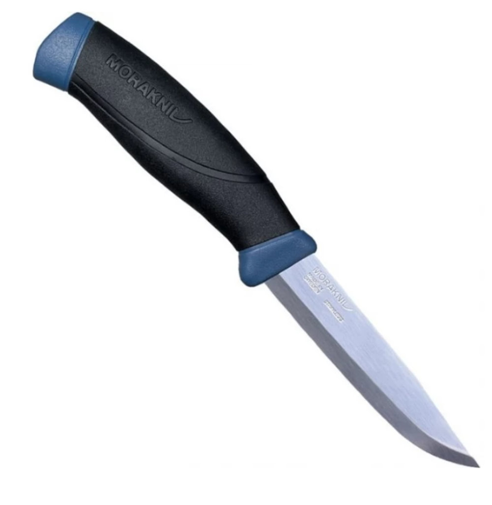 Нож Morakniv Companion Navy Blue, нержавеющая сталь, прорезиненная рукоять с синими накладками