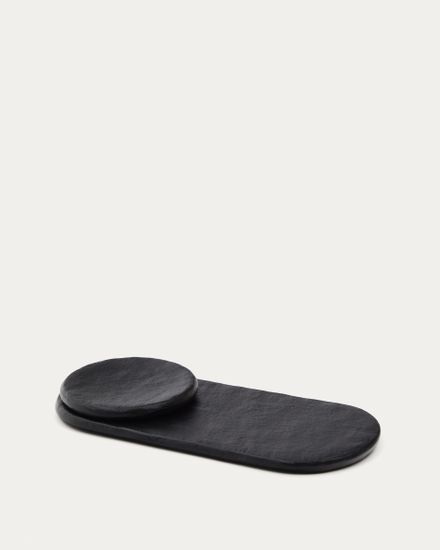 Набор из 2 черных алюминиевых подносов Mabic