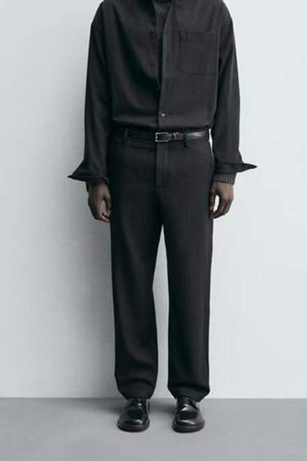 ZARA ПРЯМЫЕ БРЮКИ ИЗ 100% ШЕРСТИ, ЧЕРНЫЙ