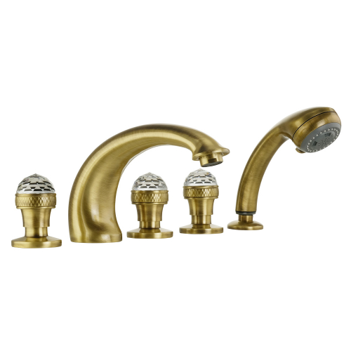 Смеситель на борт ванны на 5 отверстий Migliore  Axo Crystal 18477 бронза