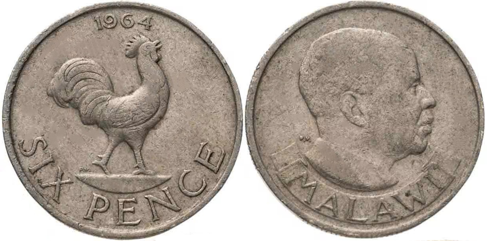 Малави 6 пенсов, 1964 - 1967 Петух VF