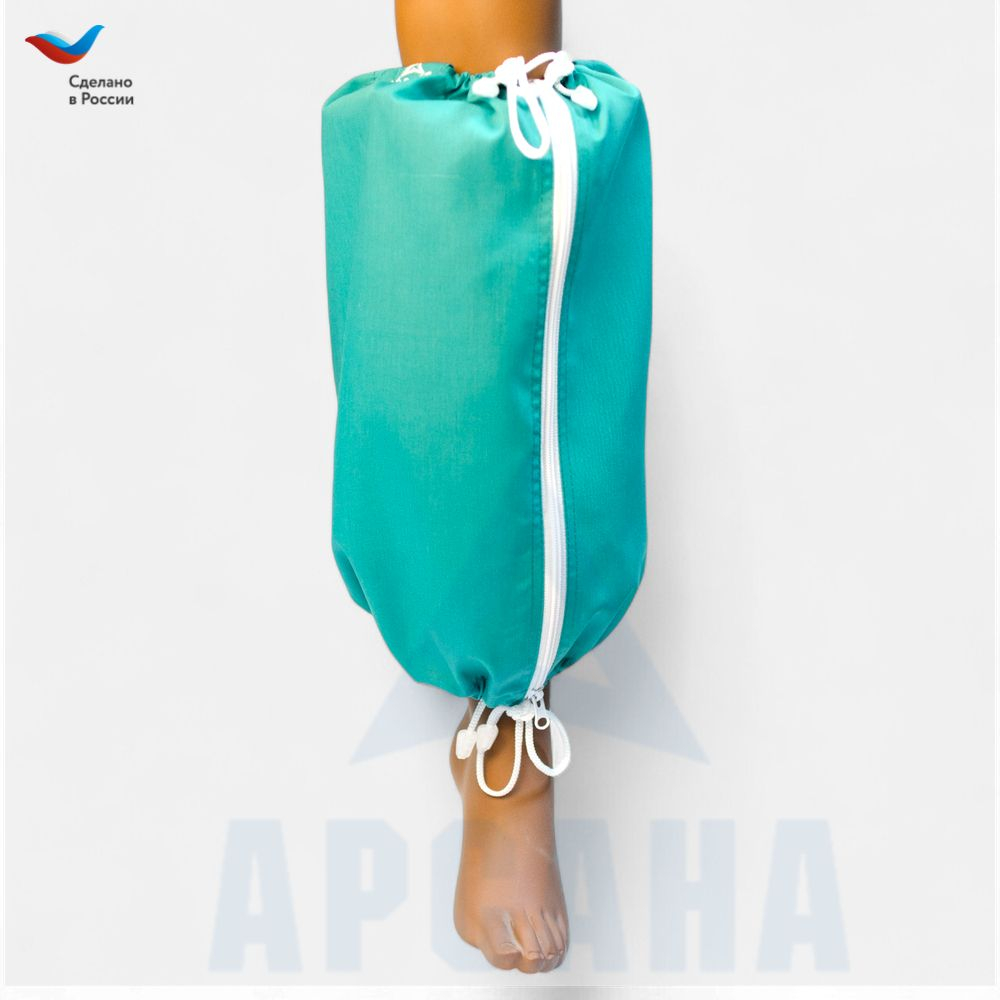 Чехол на аппарат внешней фиксации (Илизарова и др.) на голени (без полуколец). Легкий (хлопок + полиэстер), с открытой стопой./ ГО-11.
