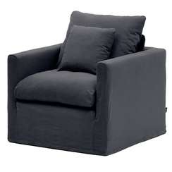 Кресло Nora со съемным чехлом и подушкой из льна и хлопка серо-антрацитовое 92 см