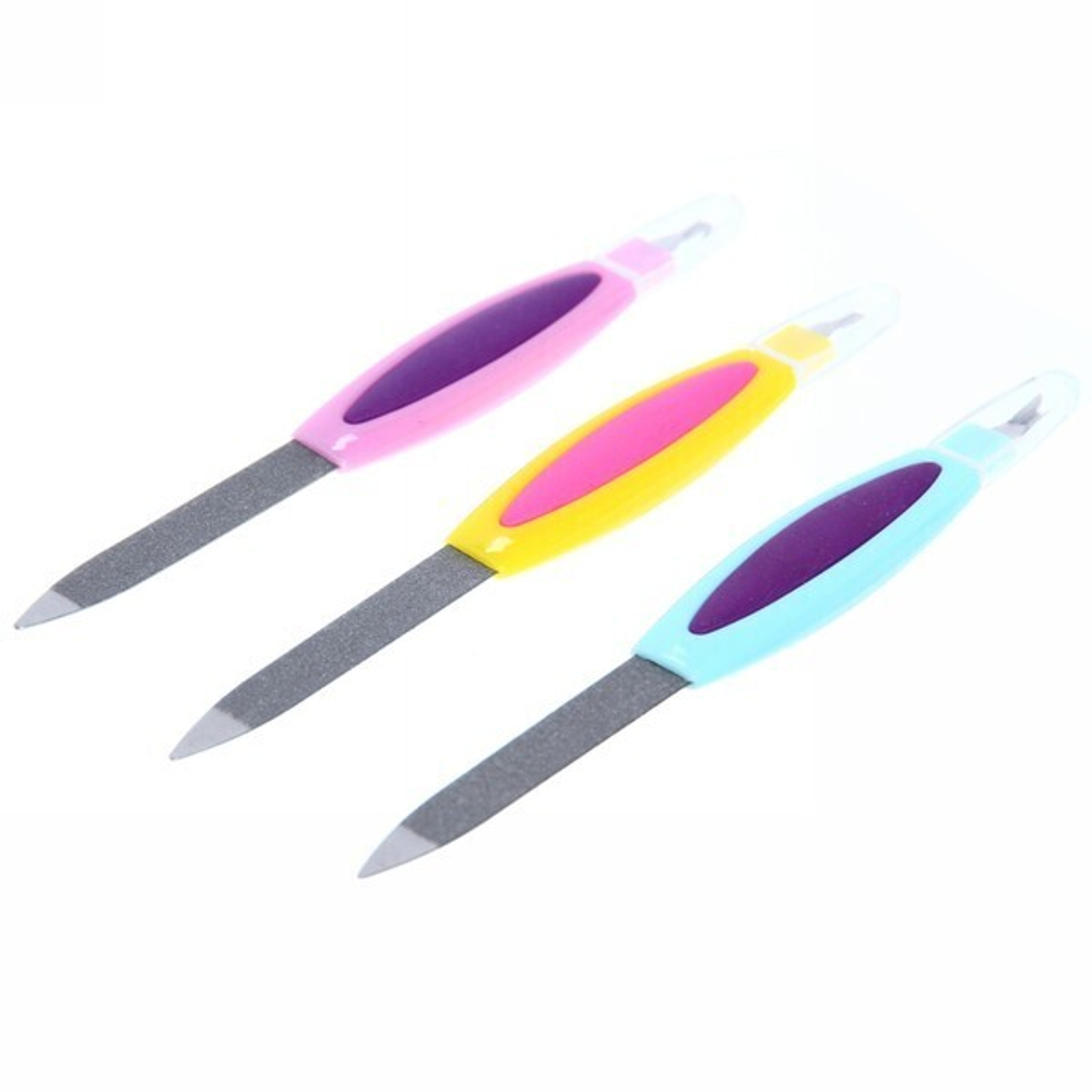 Пилка для ногтей металлическая с триммером в пакете «Галант», цвет ручки микс, цвет пилки серебро,14,5см