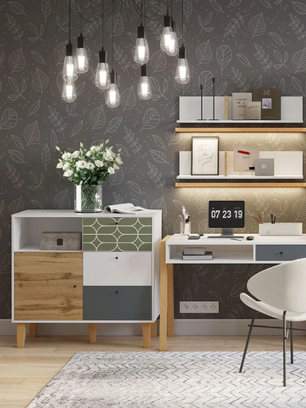 Комод МАМА 3 ящика с дверью STORY Овалы, Белый