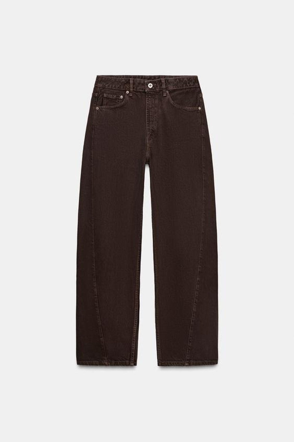 ZARA ДЖИНСЫ TRF BAGGY BALLOON СО СРЕДНЕЙ ПОСАДКОЙ, КОРИЧНЕВЫЙ