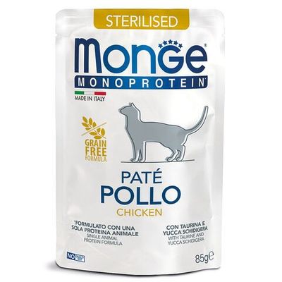 Влажный корм Monge Cat Monoprotein для стерилизованных кошек с курицей, пауч 85г