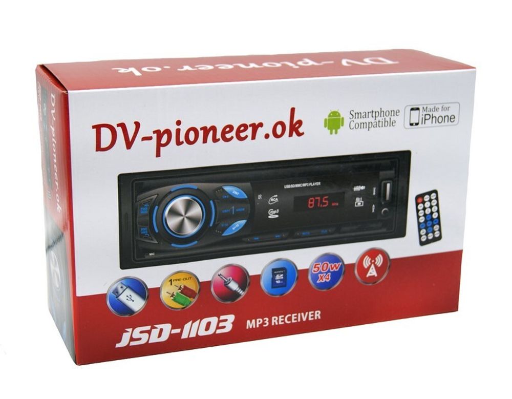 Автомагнитола DV-Pionir JSD-1103, Bluetooth , usb, micro, aux, fm, пульт