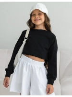 Лонгслив для девочки укороченный, черный