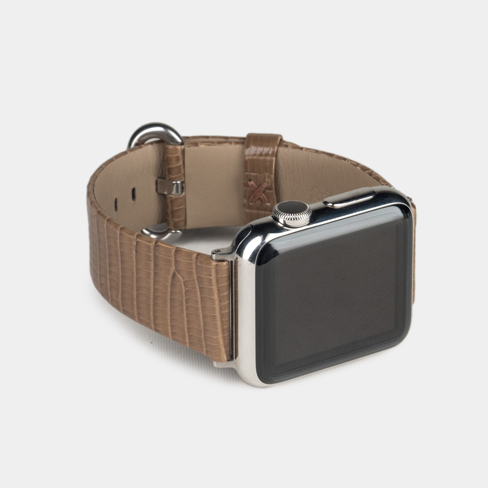 Ремешок для Apple Watch 44/45/46 mm из кожи ящерицы, цвета кофе