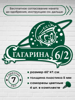 Адресная табличка с космонавтом (Гагарин), 60х41 см.