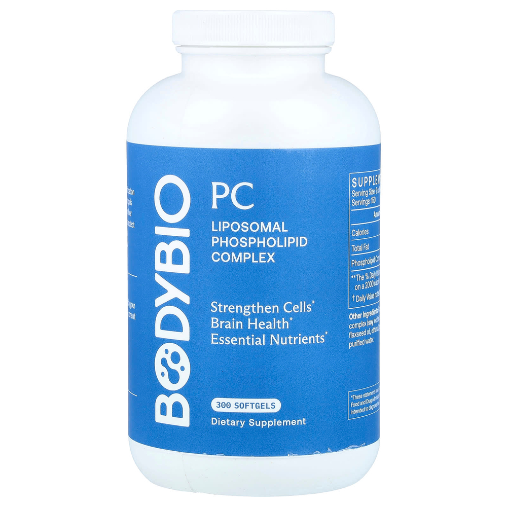BodyBio, PC, липосомальный фосфолипидный комплекс, 300 капсул (650 мг в 1 капсуле)