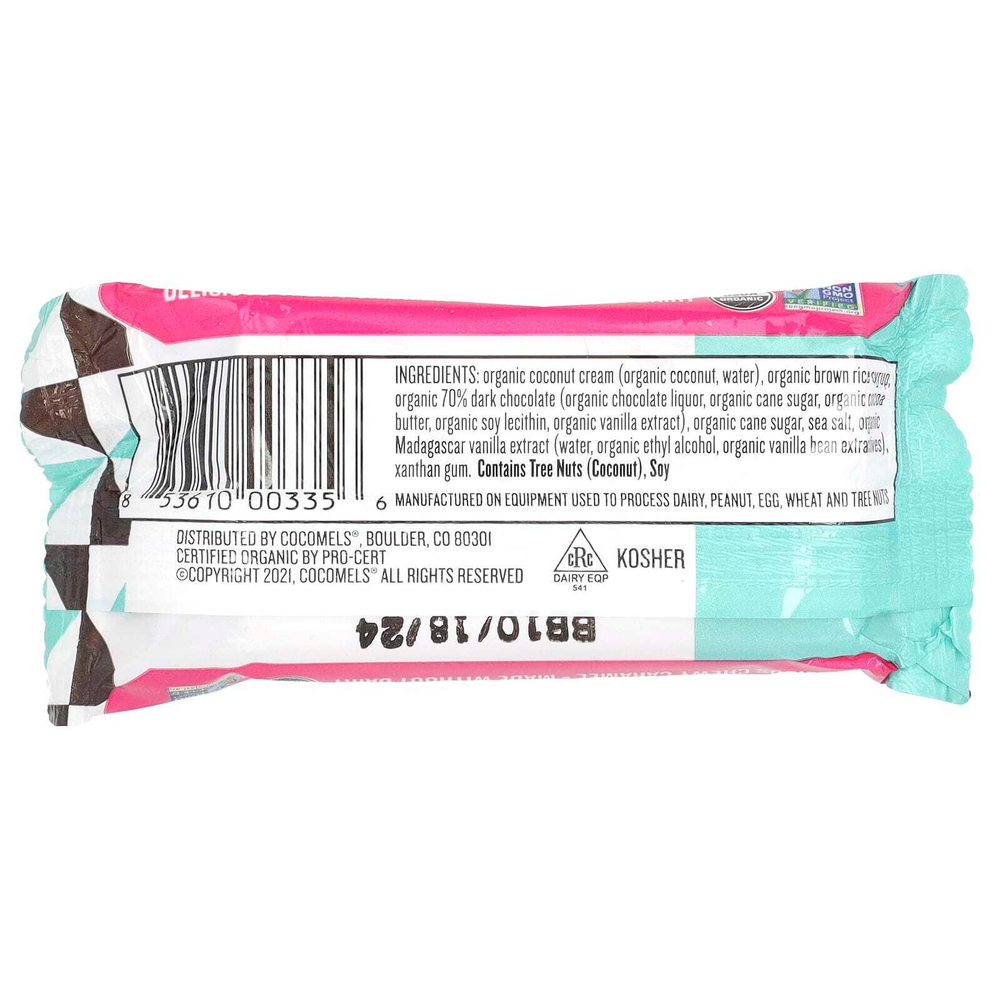 Cocomels, Squares, карамель с кокосовым кремом в 70% темном шоколаде, морская соль, 15 единиц по 28 г (1 унция)