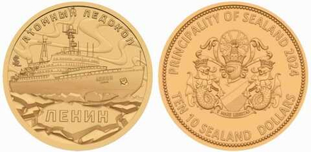 Княжество Силенд 10 долларов 2024 Ледокол Ленин + Альбом