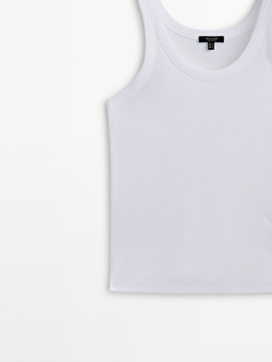 Massimo Dutti Топ из 100% хлопка с бретелями, белый