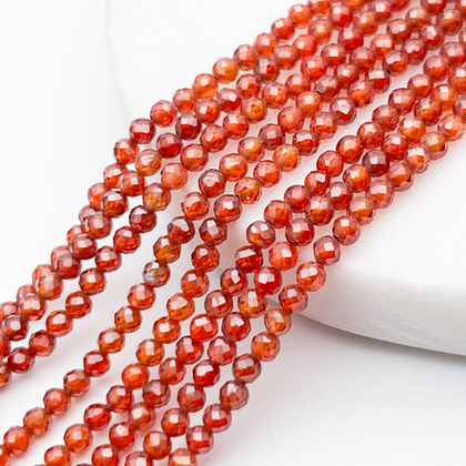 Фианит (кубический цирконий), цвет сердолик, размер 3 мм, цена за нить 38 см