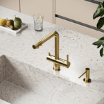 Смеситель для кухни Sancos Foster с краном для фильтра, полированное золото, SC4014ZG