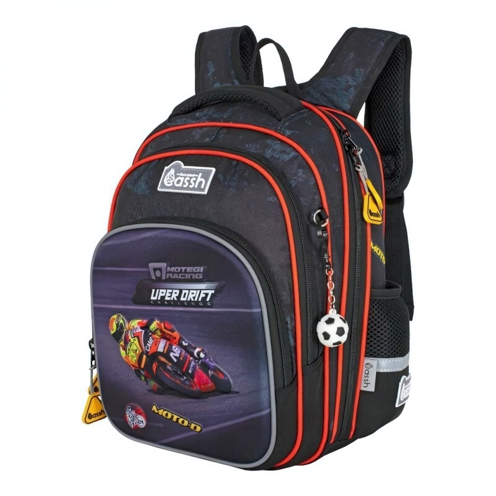 Рюкзак Школьный 37*28*13 см, "Мотоцикл", жесткая спинка (Cassh)