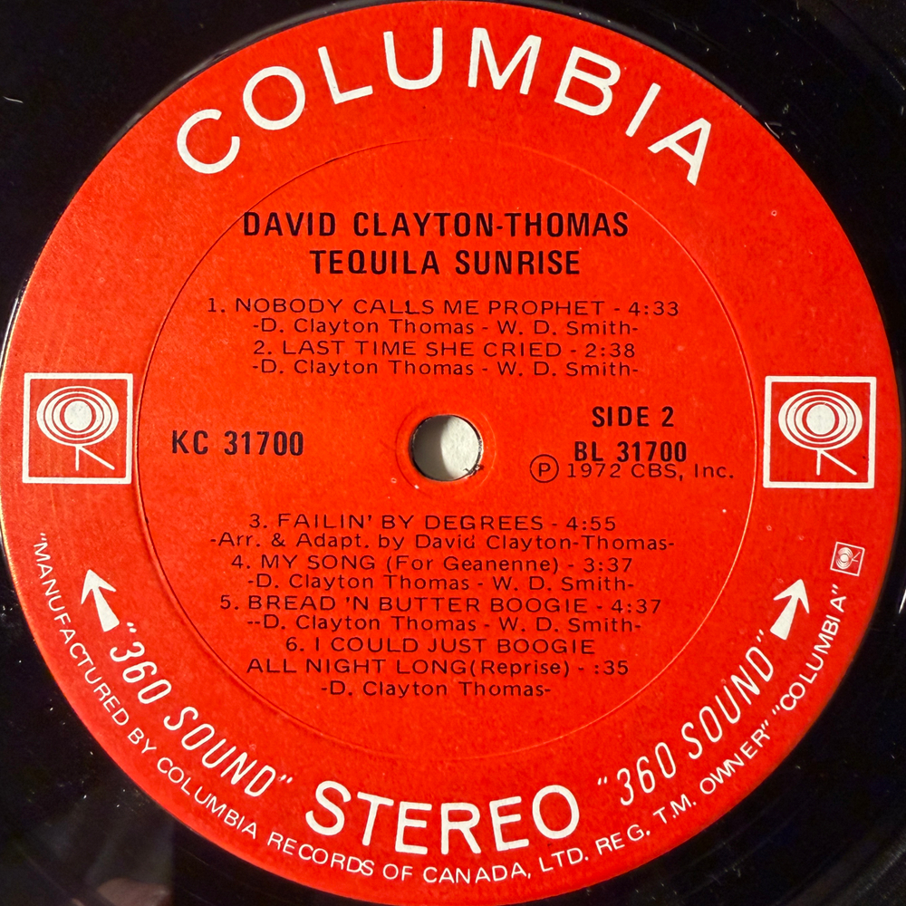 David Clayton-Thomas ‎– Tequila Sunrise (Канада 1978г.)