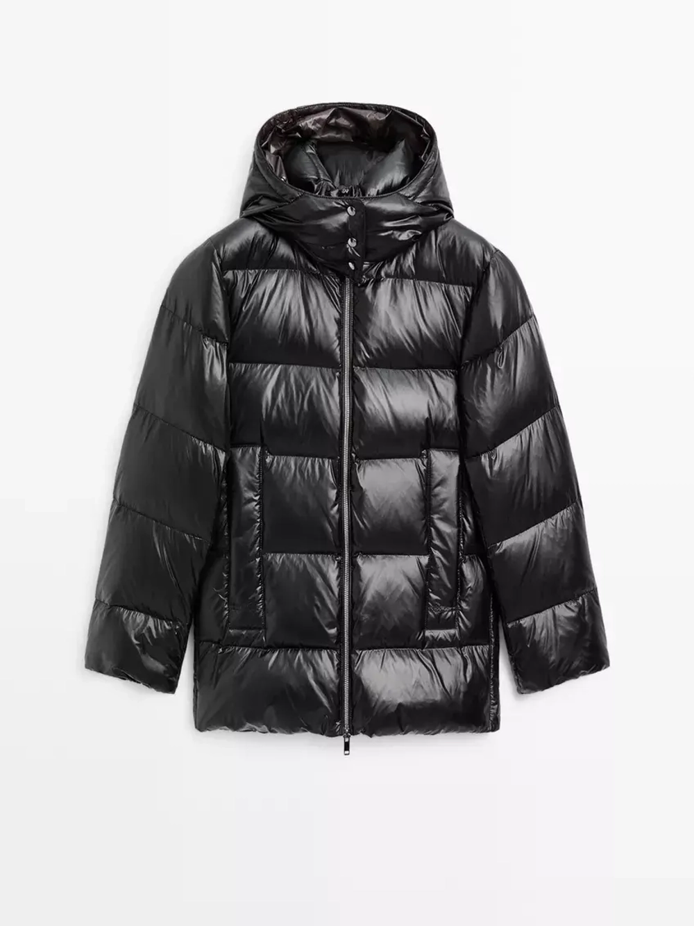 Massimo Dutti Стеганая куртка с водоотталкивающей пропиткой, черный