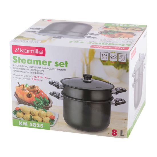 Пароварка одноуровневая из углеродистой стали Kamille KM-5825 (диаметр 24 см)