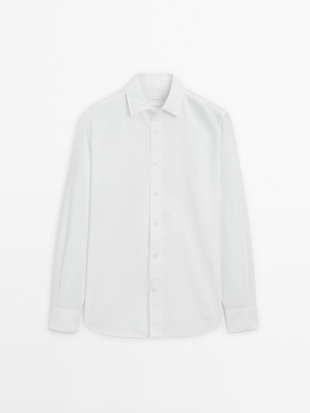 Massimo Dutti Рубашка классического кроя из ткани оксфорд, белый