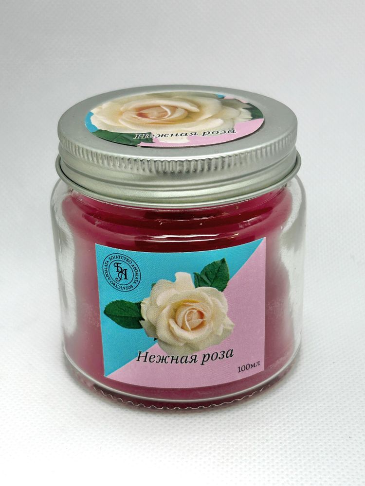 Свеча ароматическая в стекле 6,3 см, 100мл, нежная роза