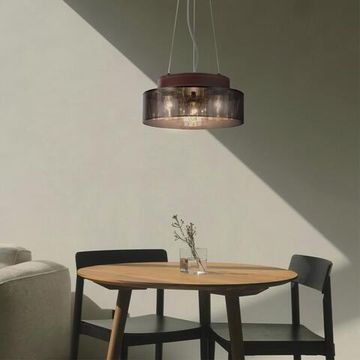 6598/3C MODERNI LN25 156 черный/черный. коричневый металл, эко кожа/металл, стекло Подвесной светильник Е27 3*60W 220V BASALTO