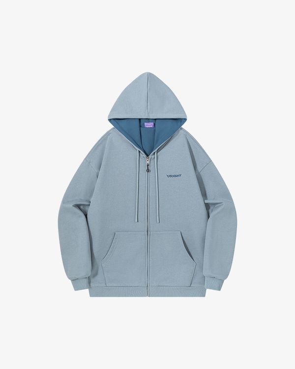 Худи Zip HTF серо-зеленый/изумрудный - фото 1