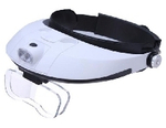 Лупа налобная с подсветкой 5 сменных стекла (2LED) MG-81001-G Magnifier