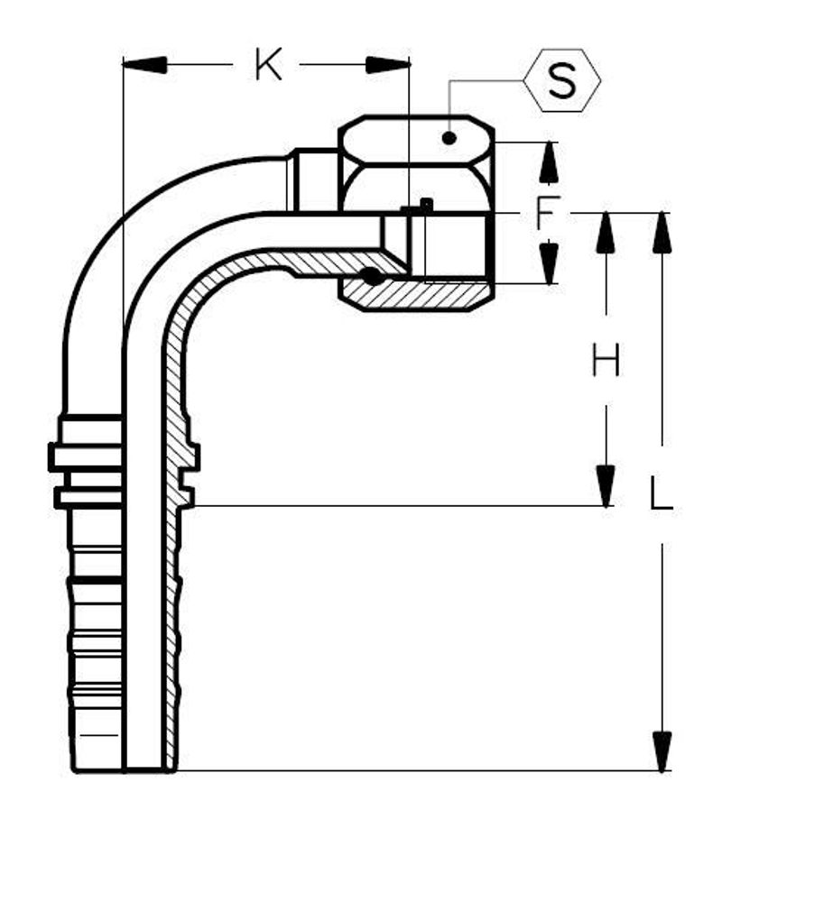 Фитинг DN 38 JIC (Г) 2.1/2 (90) CS