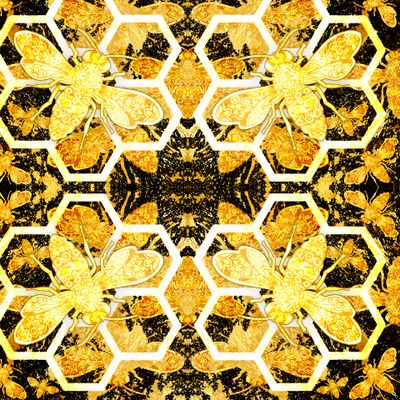 Золотые пчёлы на чёрном