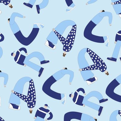 seamless pattern, letters, people shaped letters