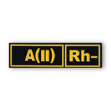 Нашивка ( Шеврон ) На Грудь Группа Крови A(II) Rh- Черная / Пластизоль