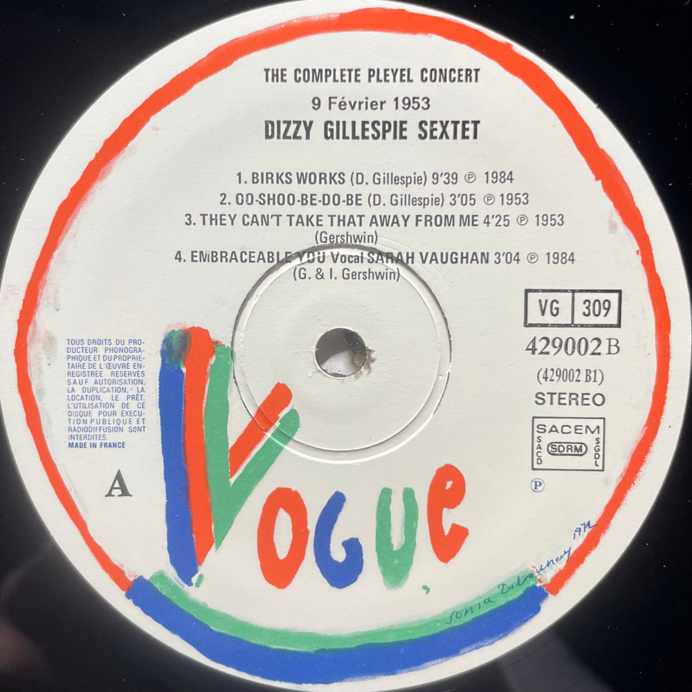 Dizzy Gillespie Sextet ‎– The Complete Pleyel Concert 2LP (Франция 1984г.)